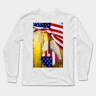 American Banjo With American Flag Long Sleeve T-Shirt